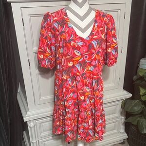 The Pioneer Woman Floral V-Neck Dress with Puff Sleeves Size XL